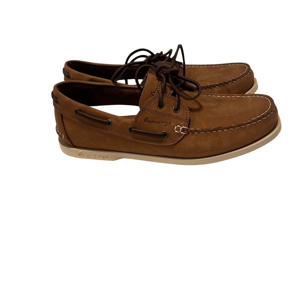Canoe Boat Shoes Mens Size 9 Brown Leather Lace Up Slip Resistant Casual Golf